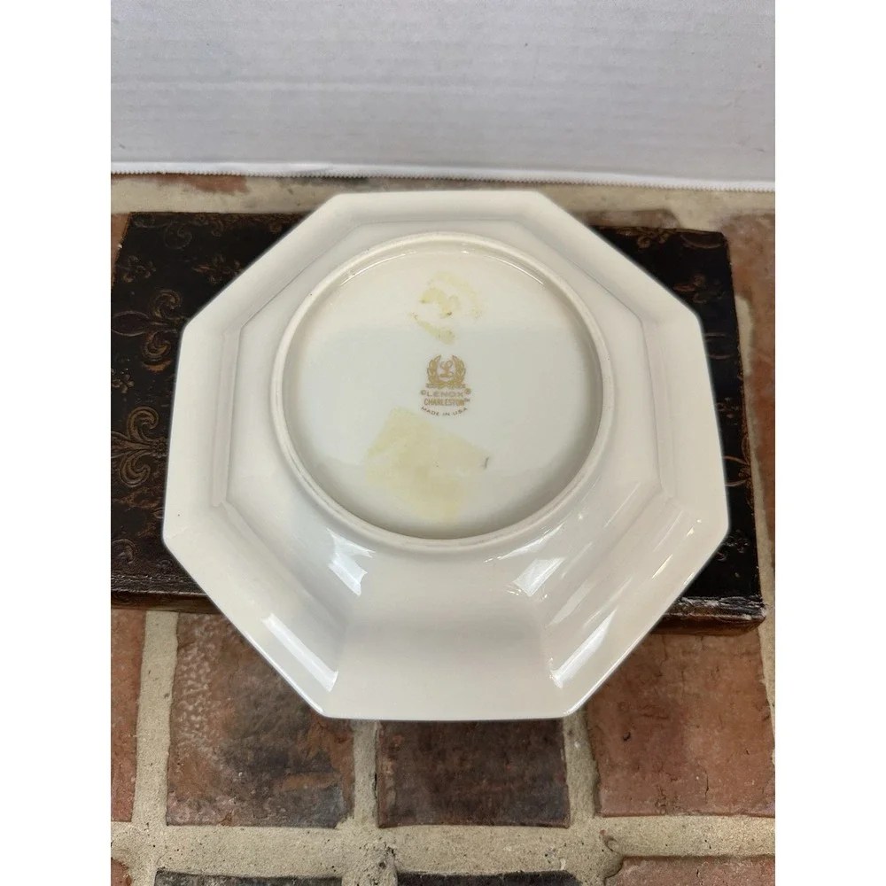 Vintage 80s Lenox Charleston Porcelain Bowl Candy Dish Silver Trim Pink Flowers
